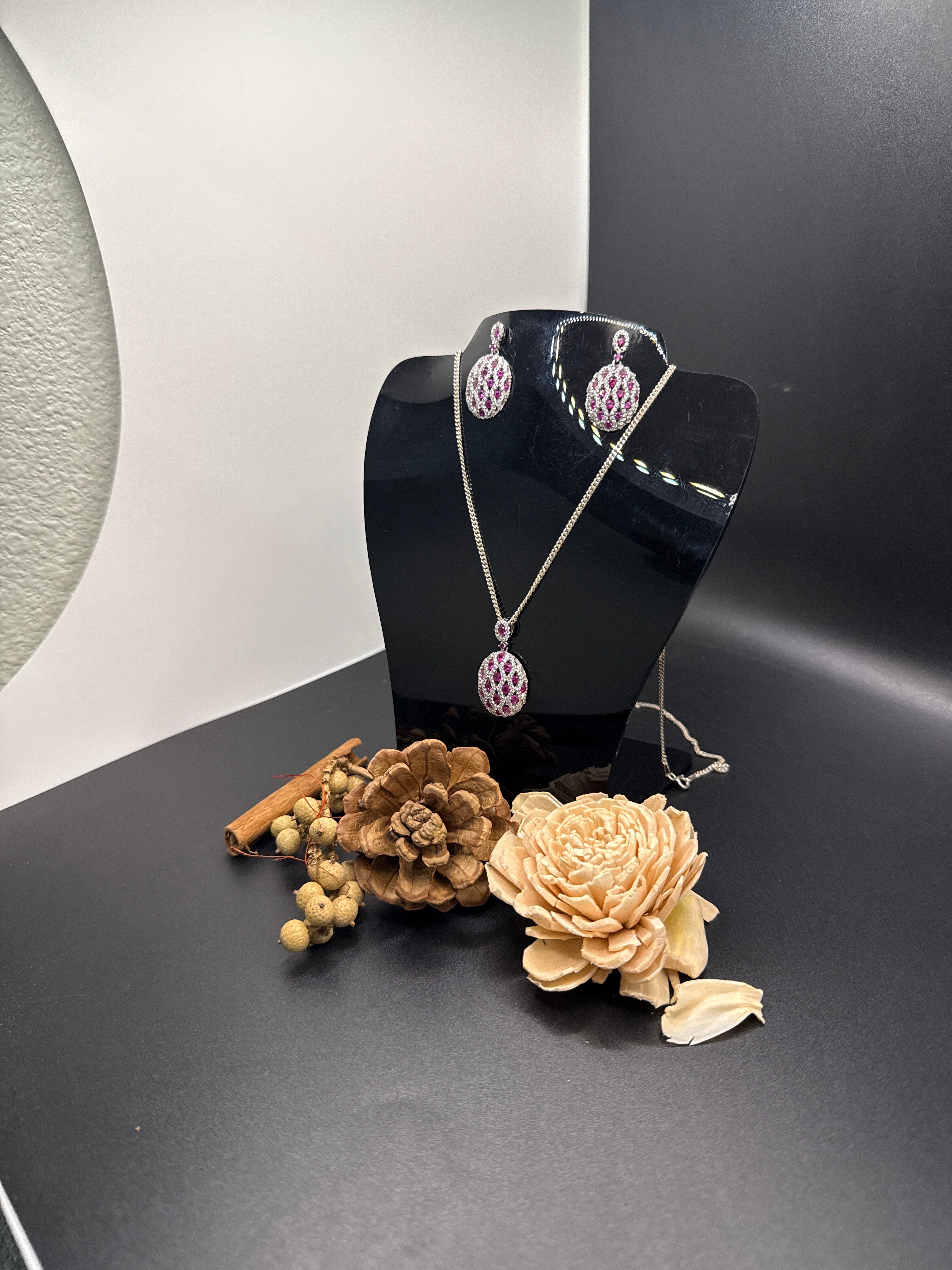 Earrings and collars set plus chain 925 Italian silver